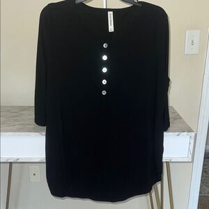 Zenana Premium Black Button-Down Women's Shirt